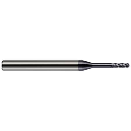 Harvey Tool Miniature End Mill - 4 Flute - Ball 0.1250" (1/8) Cutter DIA x 0.3750" (3/8) Length of Cut 805608-C3